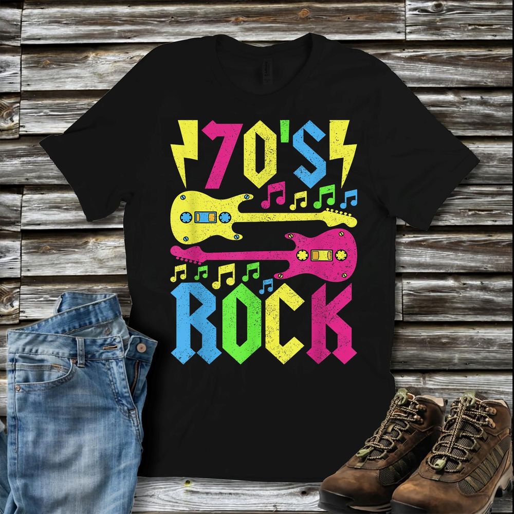 70s Rock Concert Outfit 1970s Fashion 70s Band Party Costume Shirt Unisex Standard T-Shirt black s