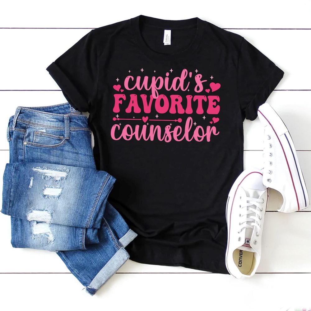 Cupids Favorite Counselor Valentine Day Love Counselor Shirt Unisex Standard T-Shirt black s