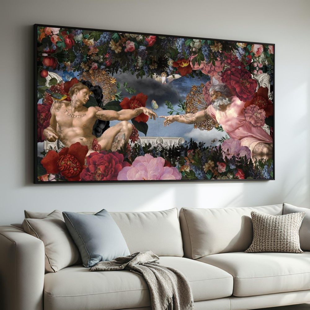 Modern Mythology Floral Tattoo Canvas Ready To Hang Portrait Canvas