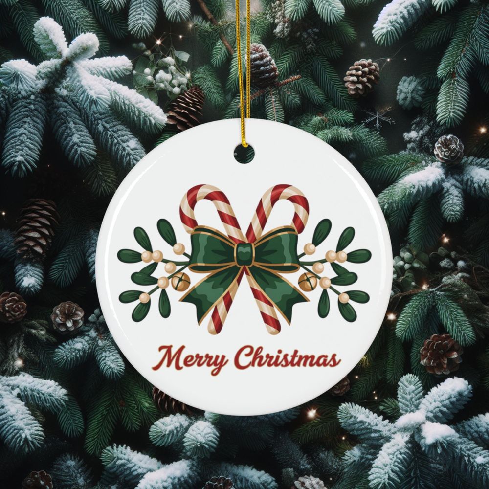 Christmas Ceramic Merry & Festive Ornament Circle Ceramic Ornament (US) white one-sided 1pcs