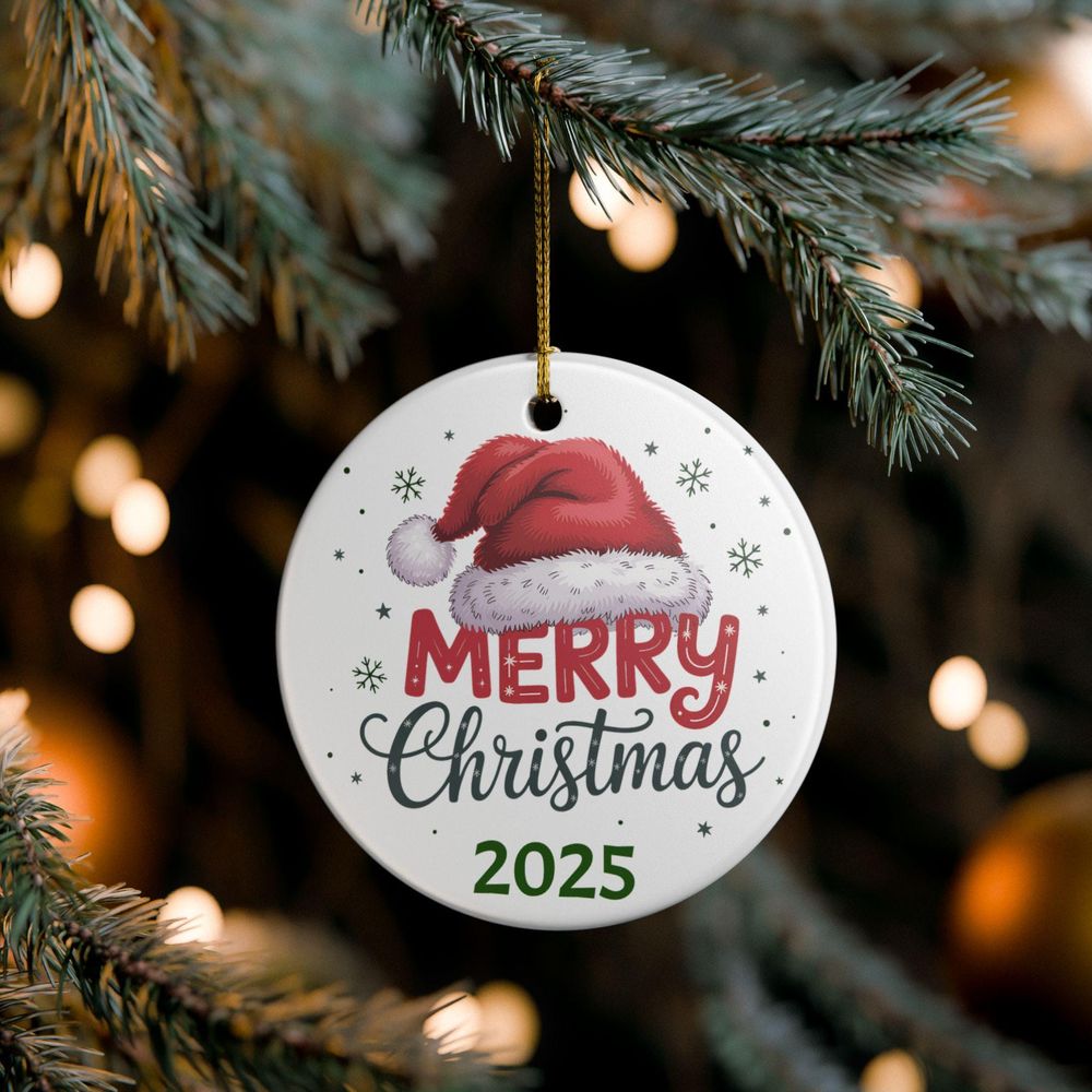 Festive Holiday Ceramic Tree Decoration Ornament Circle Ceramic Ornament (US) white one-sided 1pcs