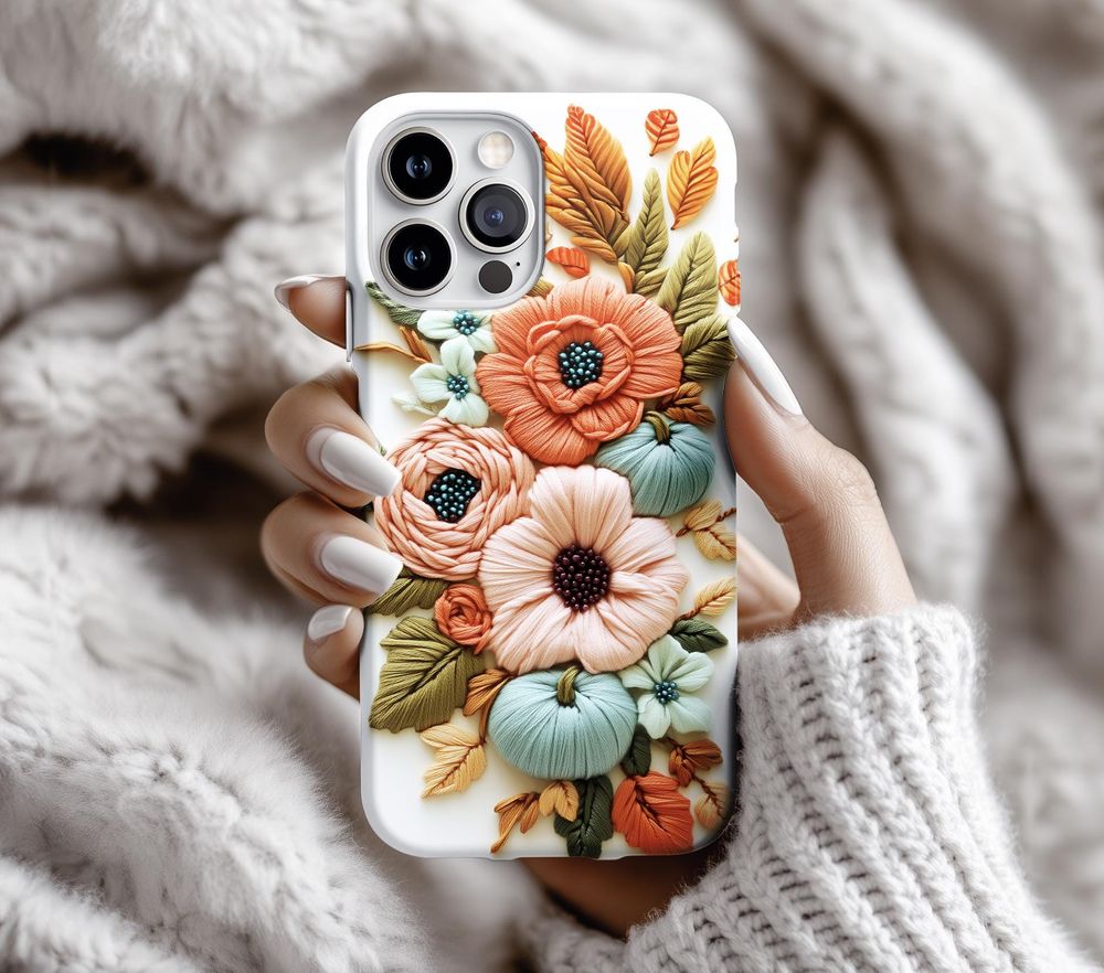 Floral Pumpkin MagSafe – Rustic Autumn Flower Phone Cover Phonecase Black Silicone Phone Case