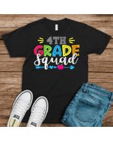 4th Grade Squad Team Back To School Teacher Student Kids Shirt Unisex Standard T-Shirt black s