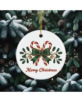 Christmas Ceramic Merry & Festive Ornament Circle Ceramic Ornament (US) white one-sided 1pcs