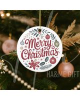 Christmas Holiday Keepsake Gift Tree Decoration Ornament Circle Ceramic Ornament (US) white one-sided 1pcs