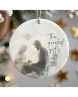 Religious Nativity Ceramic The Greatest Gift Ornament Circle Ceramic Ornament (US) white one-sided 1pcs