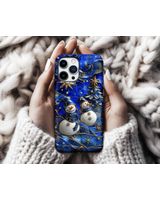 Festive 3D Snowman Winter Holiday Scene Phonecase Black Silicone Phone Case