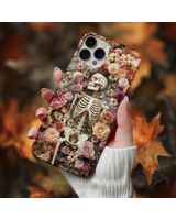 Gothic Floral Skeleton 3D Detailed Phonecase Black Silicone Phone Case