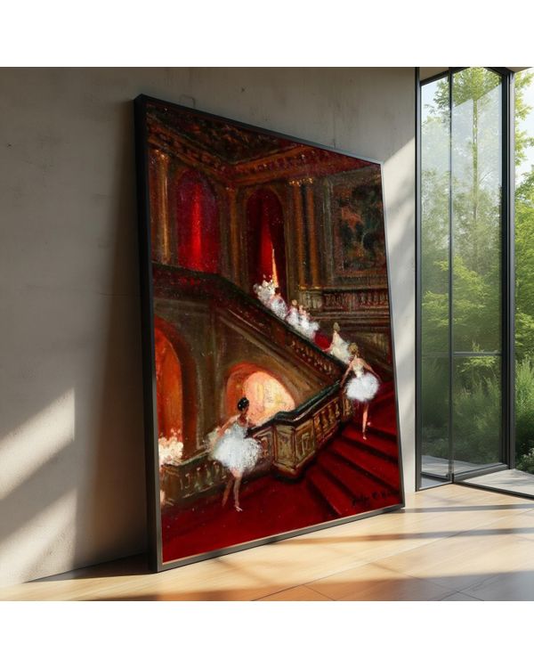 Ballet Dancers on Red Carpet Canvas