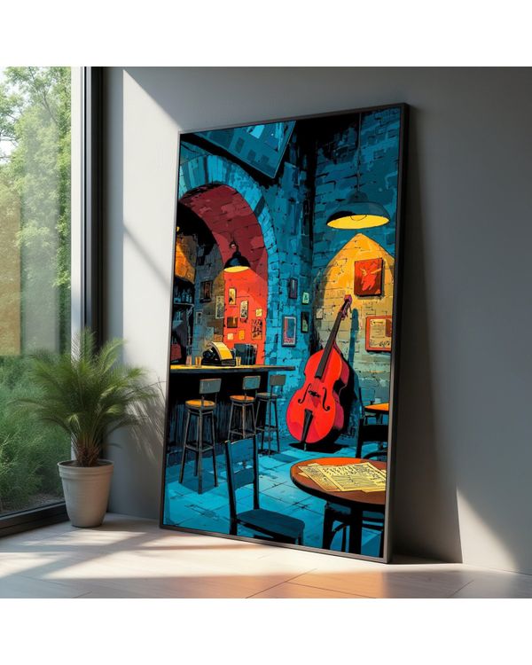Vintage Jazz Bar Scene Art Canvas
