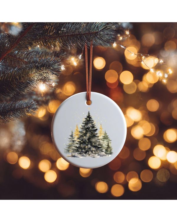 Forest Winter Ceramic Holiday Cluster Ornament