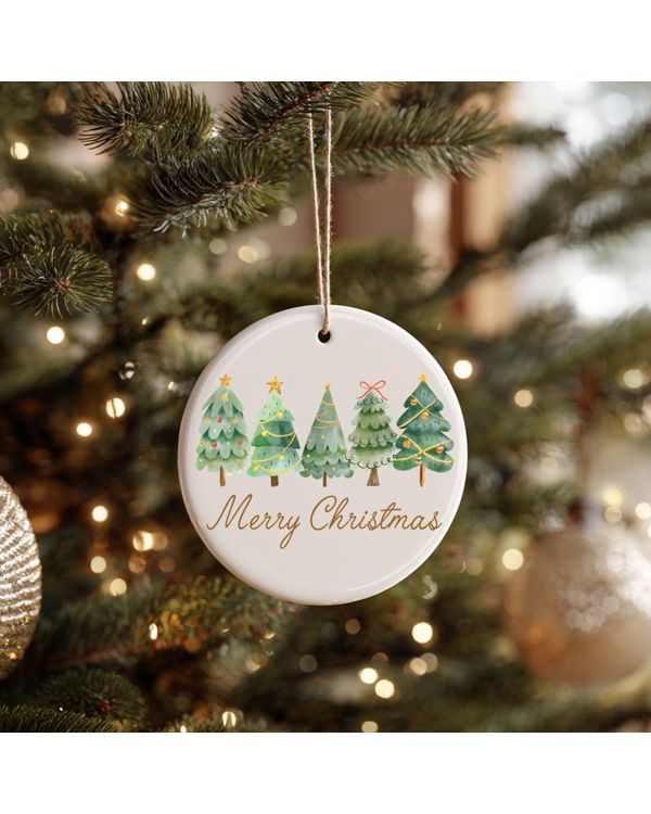 Festive Ceramic Christmas Five Trees Winter Decor Holiday Gift Ornament