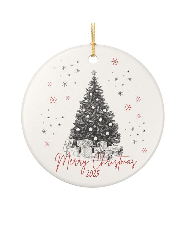 Merry Christmas 2025 Ceramic Holiday Decor Ornament