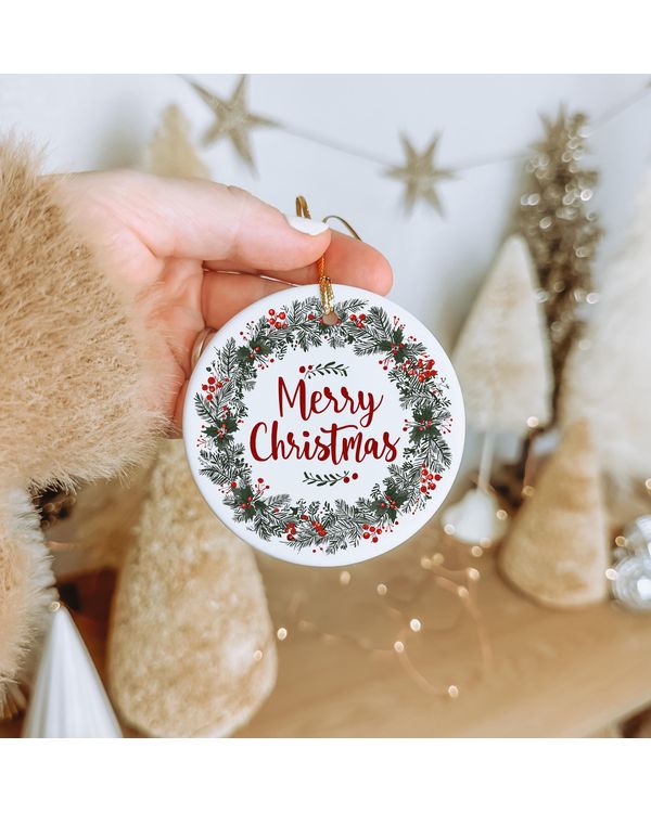 Christmas Wreath Ceramic Holiday Tree Decoration Ornament