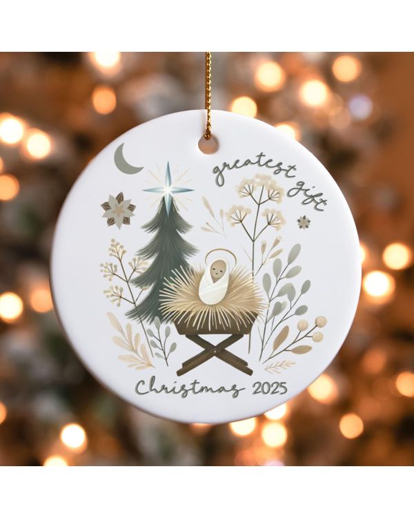 Boho Christian Nativity Ceramic Christmas Decor Ornament