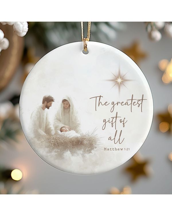Nativity Christian The Greatest Gift Christmas Religious Christmas Ornament