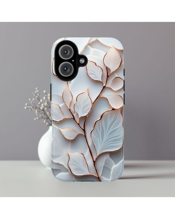 Elegant White and Gold Leaf Aesthetic Phonecase