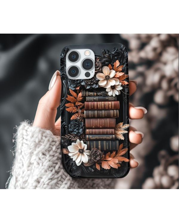 Vintage Library Floral - Dark Academia Books & Autumn Flowers Phonecase