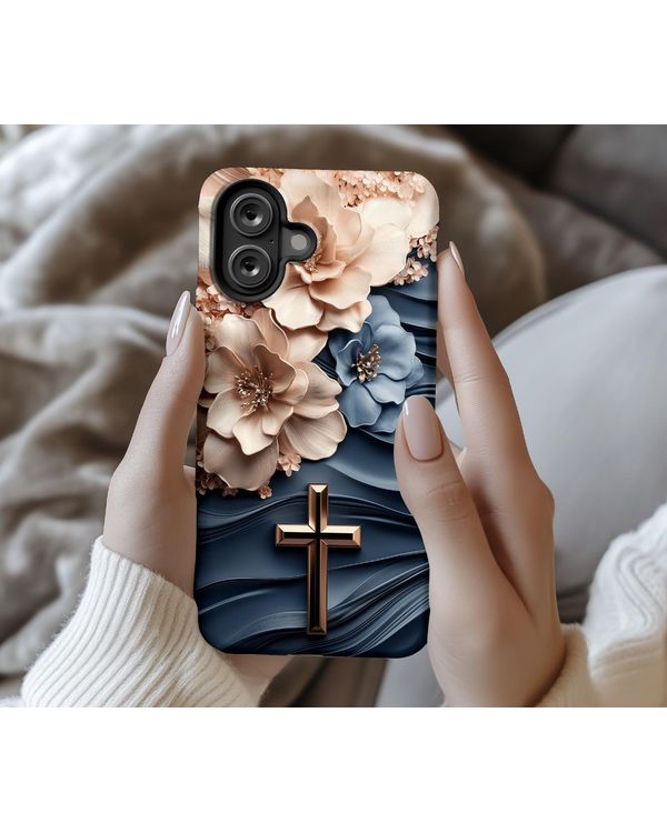 Elegant Faith Gold Cross Floral Case Phonecase