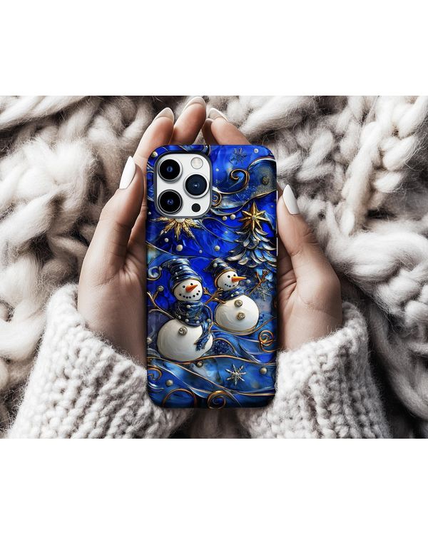 Festive 3D Snowman Winter Holiday Scene Phonecase