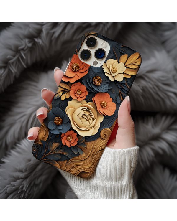 3D Carved Autumn Flower Design Phonecase