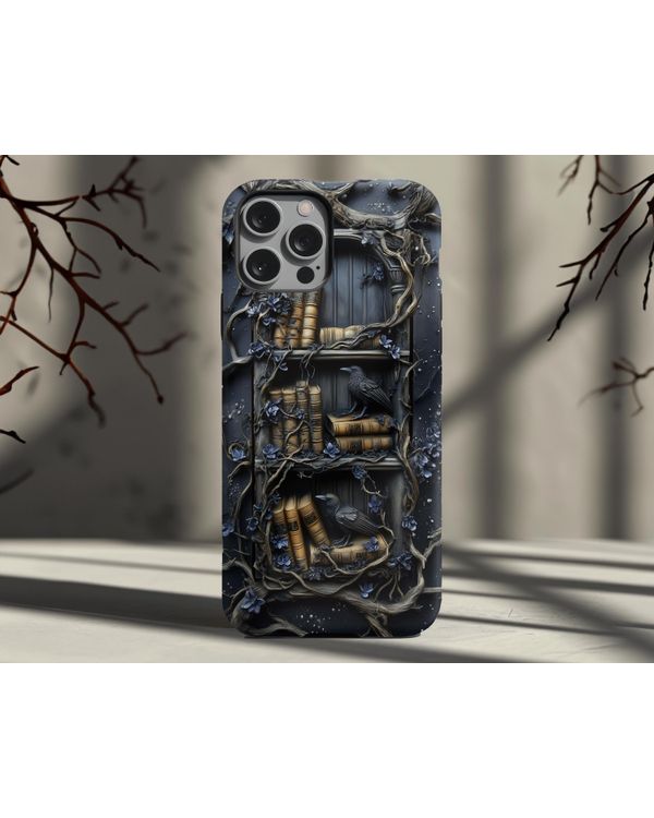 Gothic Raven and Books 3D Case Dark Academia Library MagSafe ps221 Phonecase